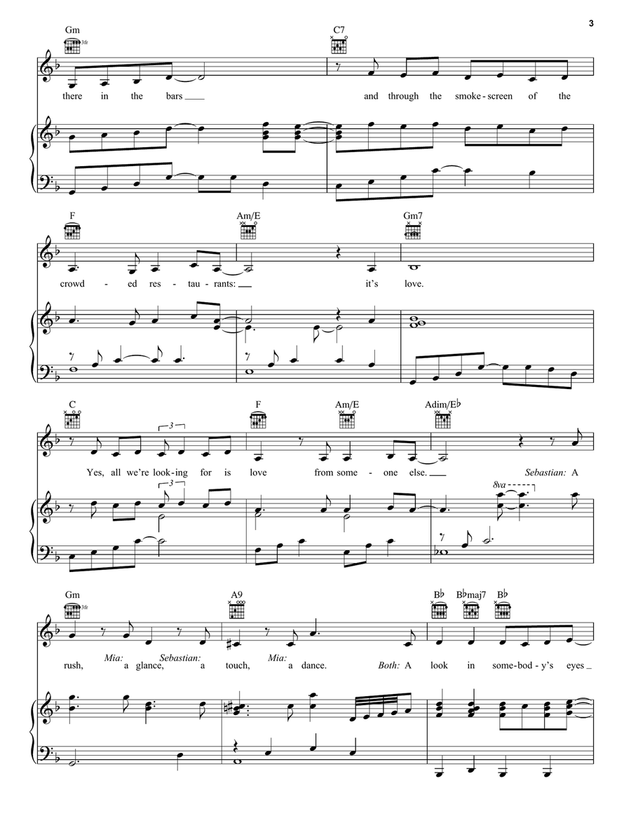 City Of Stars (from La La Land) Piano, Vocal, Guitar scores gallery preview page 3