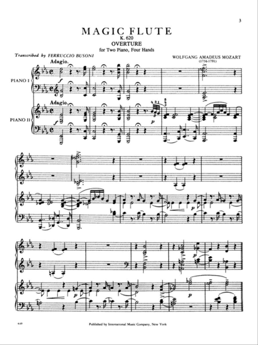 Overture To The Magic Flute, K. 620 Piano Duet scores gallery preview page 2