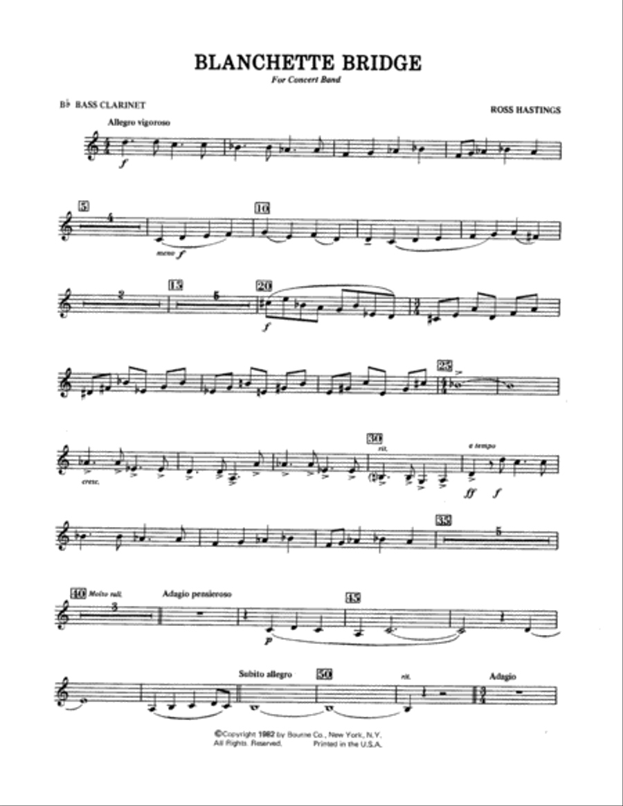 Blanchette Bridge - Bb Bass Clarinet Concert Band scores gallery preview page 1