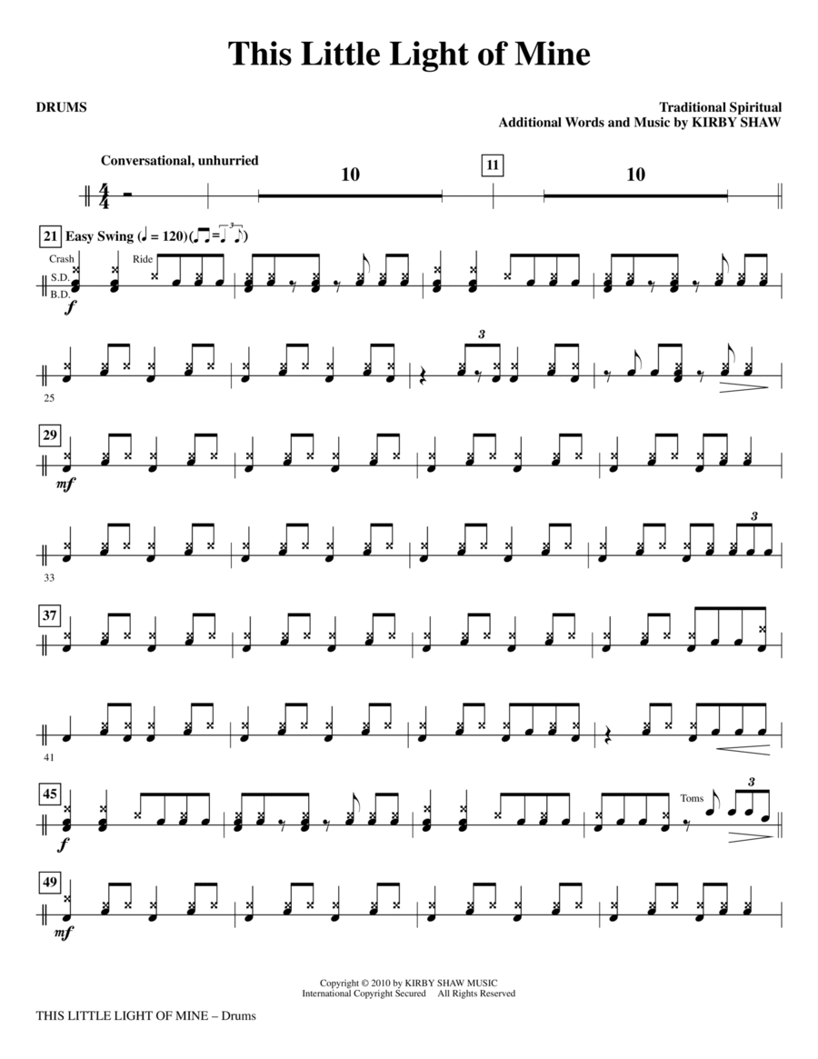 This Little Light Of Mine - Drums Choir scores gallery preview page 1