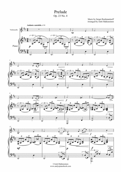 Prelude in D, Op. 23 No. 4 - Cello & Piano