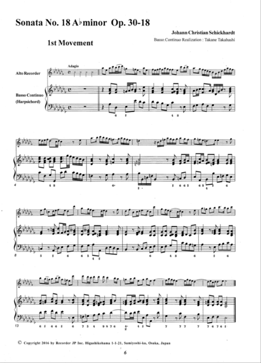 Sonata in A-flat minor, Op. 30, no. 18 Alto Recorder scores gallery preview page 3