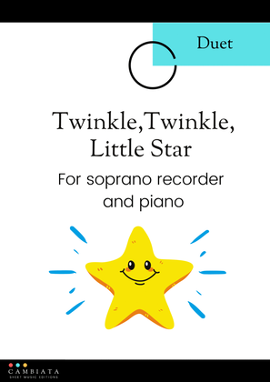Book cover for Twinkle,Twinkle, Little Star - For soprano recorder (solo) and piano (Easy/Beginner)