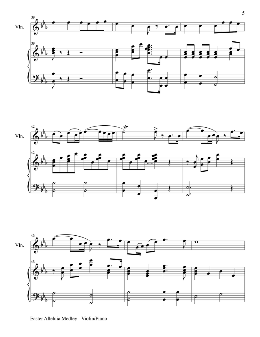 EASTER ALLELUIA MEDLEY (Duet – Violin/Piano) Score and Violin Part Violin Solo scores gallery preview page 5