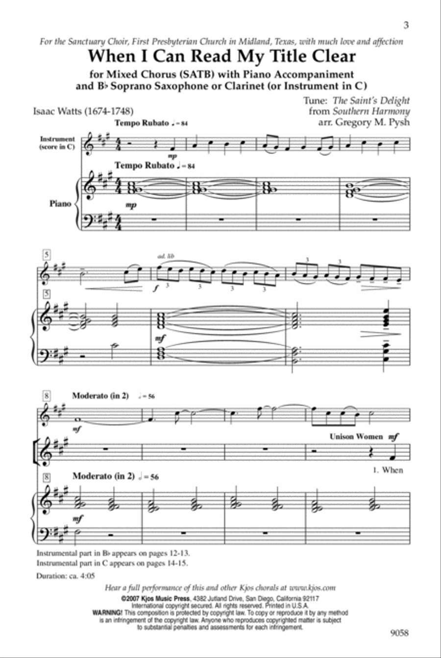 When I Can Read My Title Clear Choir scores gallery preview page 3