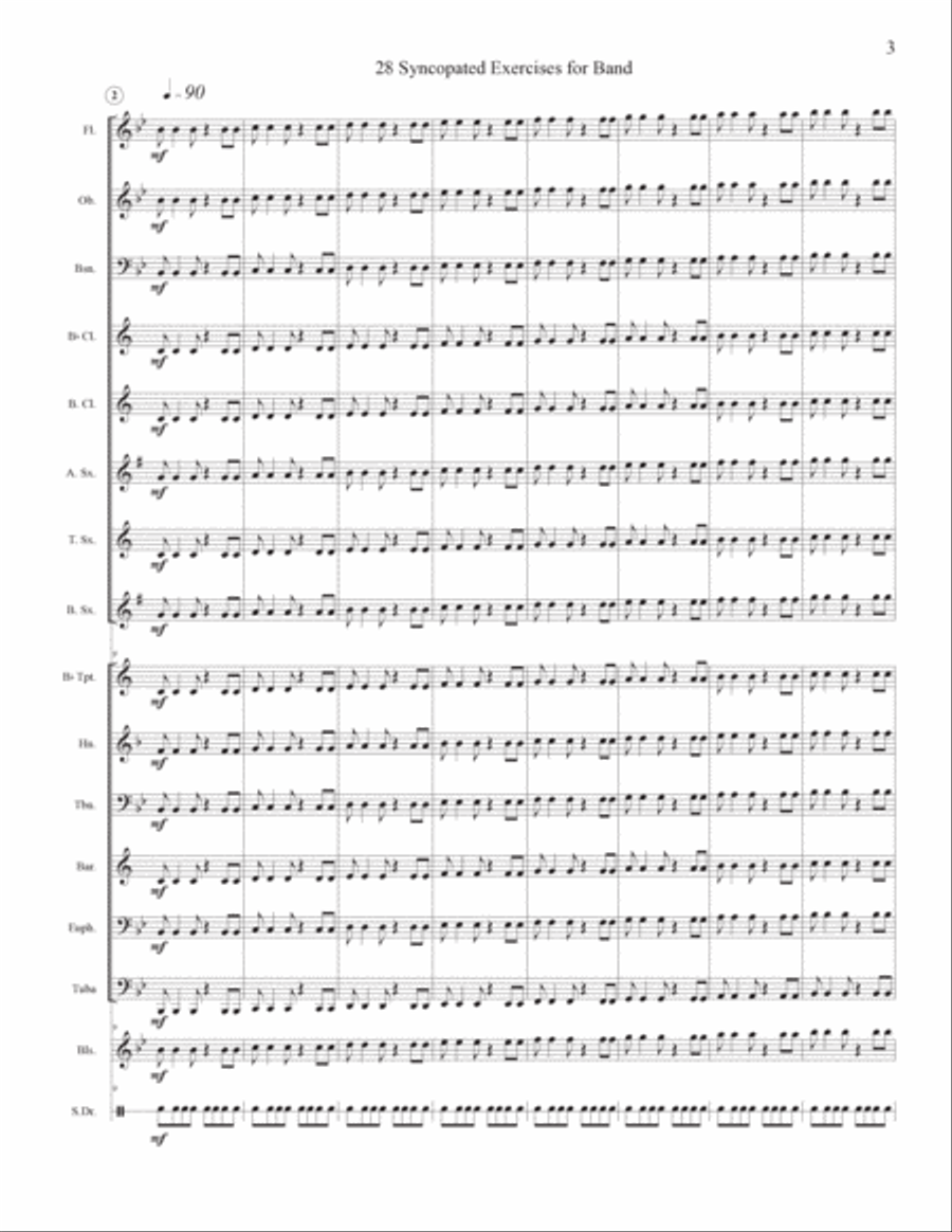 28 Syncopated Rhythm Exercises for Band Concert Band scores gallery preview page 4