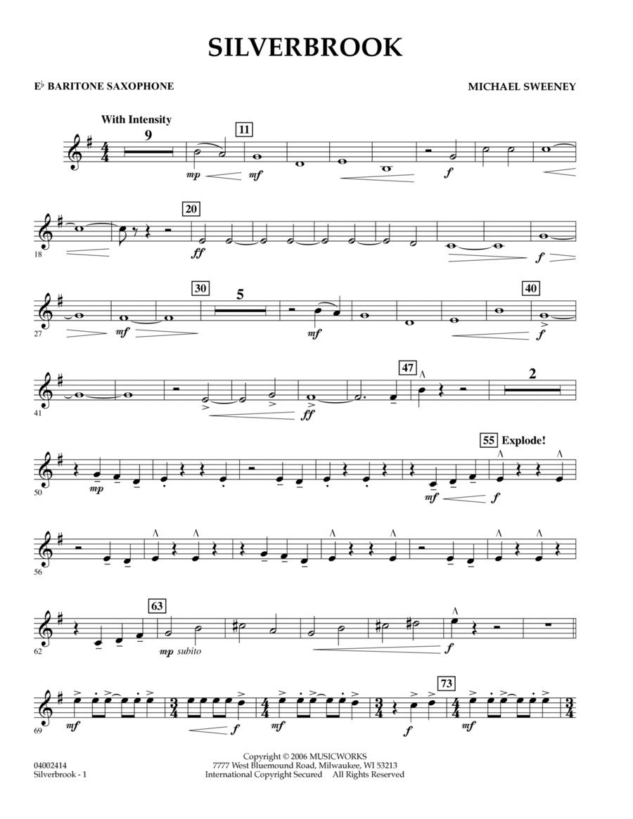 Silverbrook - Eb Baritone Saxophone Baritone Saxophone scores gallery preview page 1