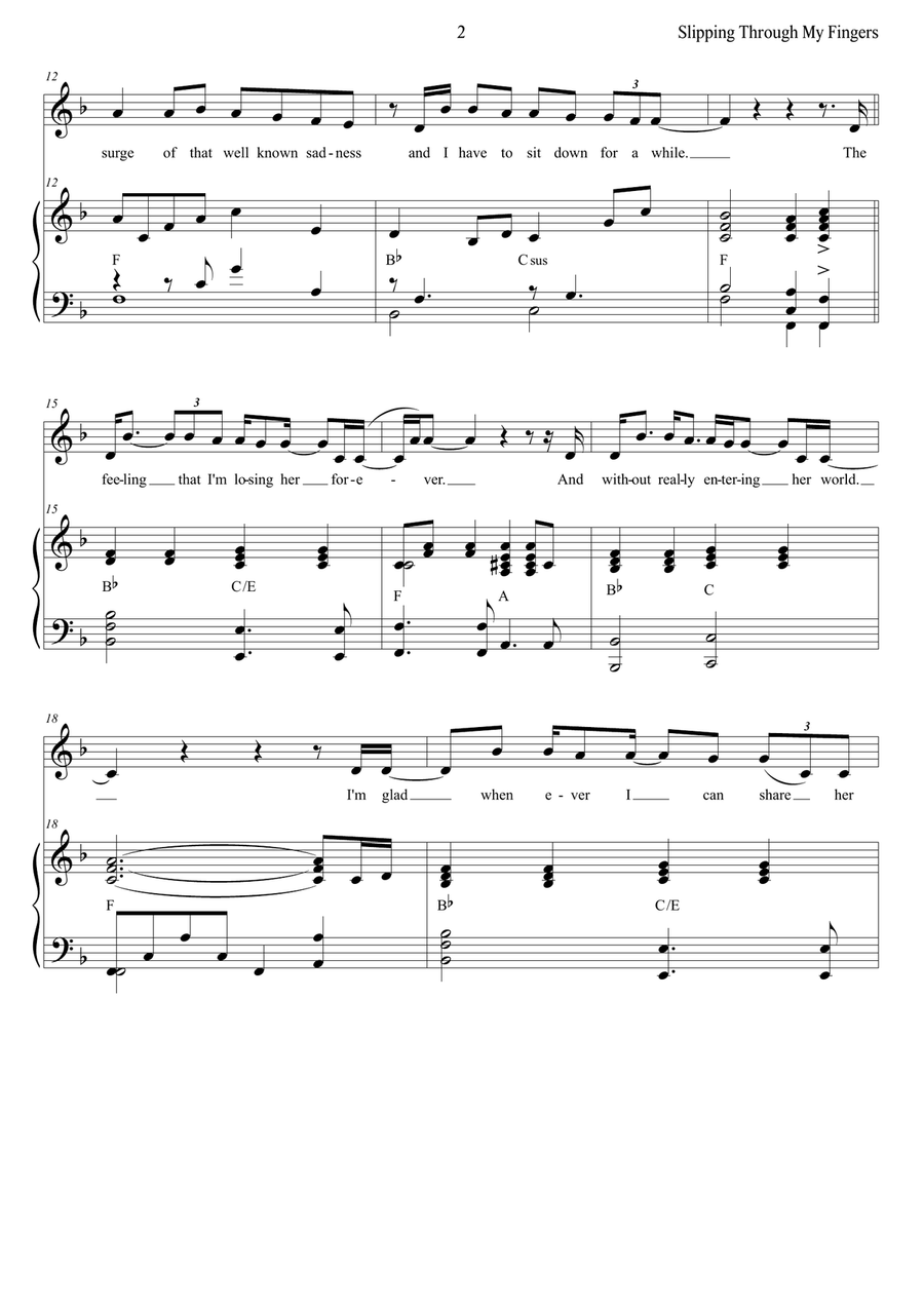 Slipping Through My Fingers Piano, Vocal scores gallery preview page 2