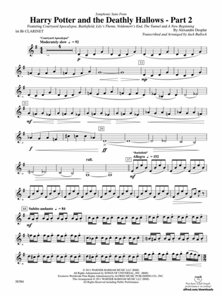 Harry Potter and the Deathly Hallows, Part 2, Symphonic Suite from: 1st B-flat Clarinet