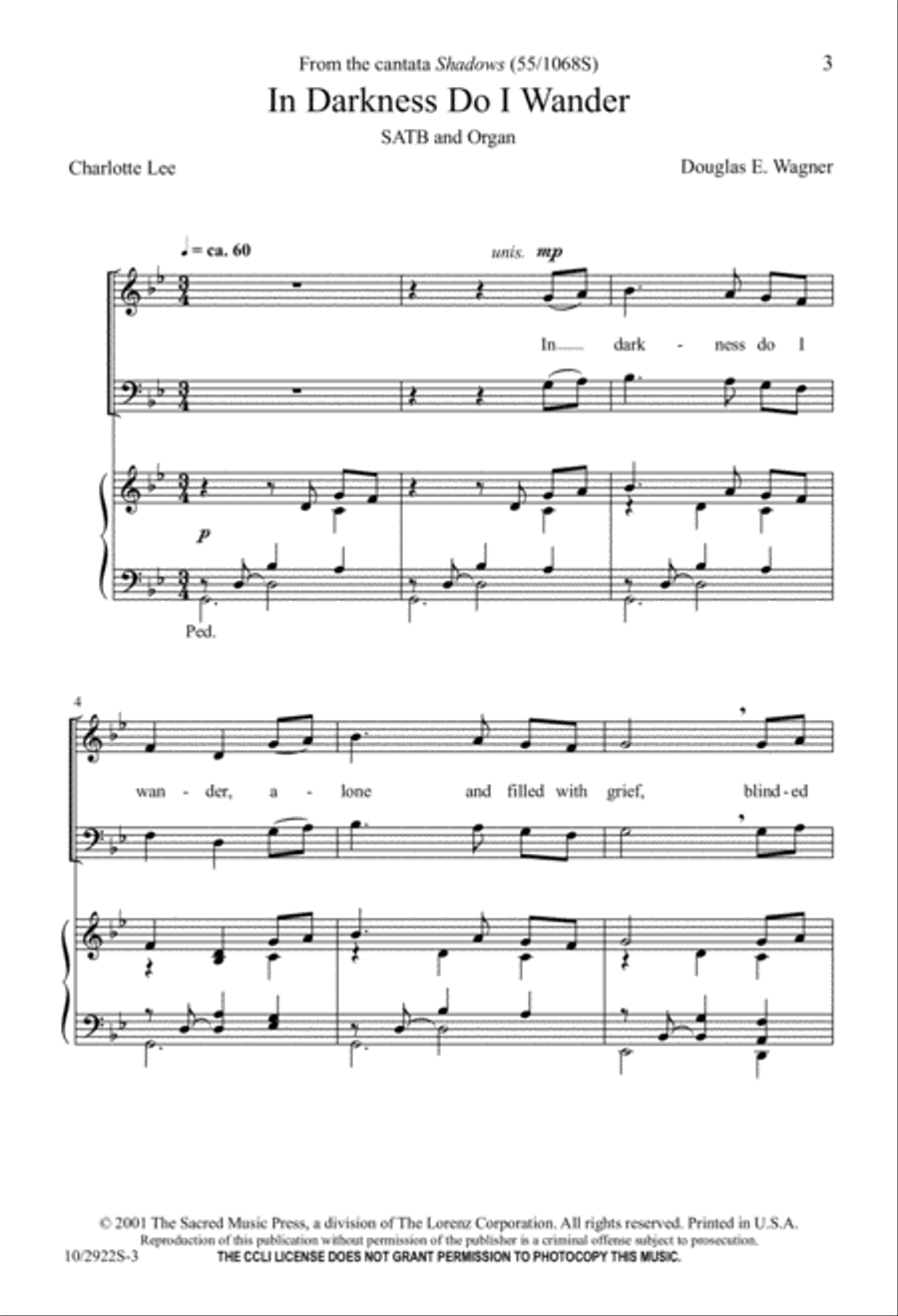 In Darkness Do I Wander 4-Part scores gallery preview page 1