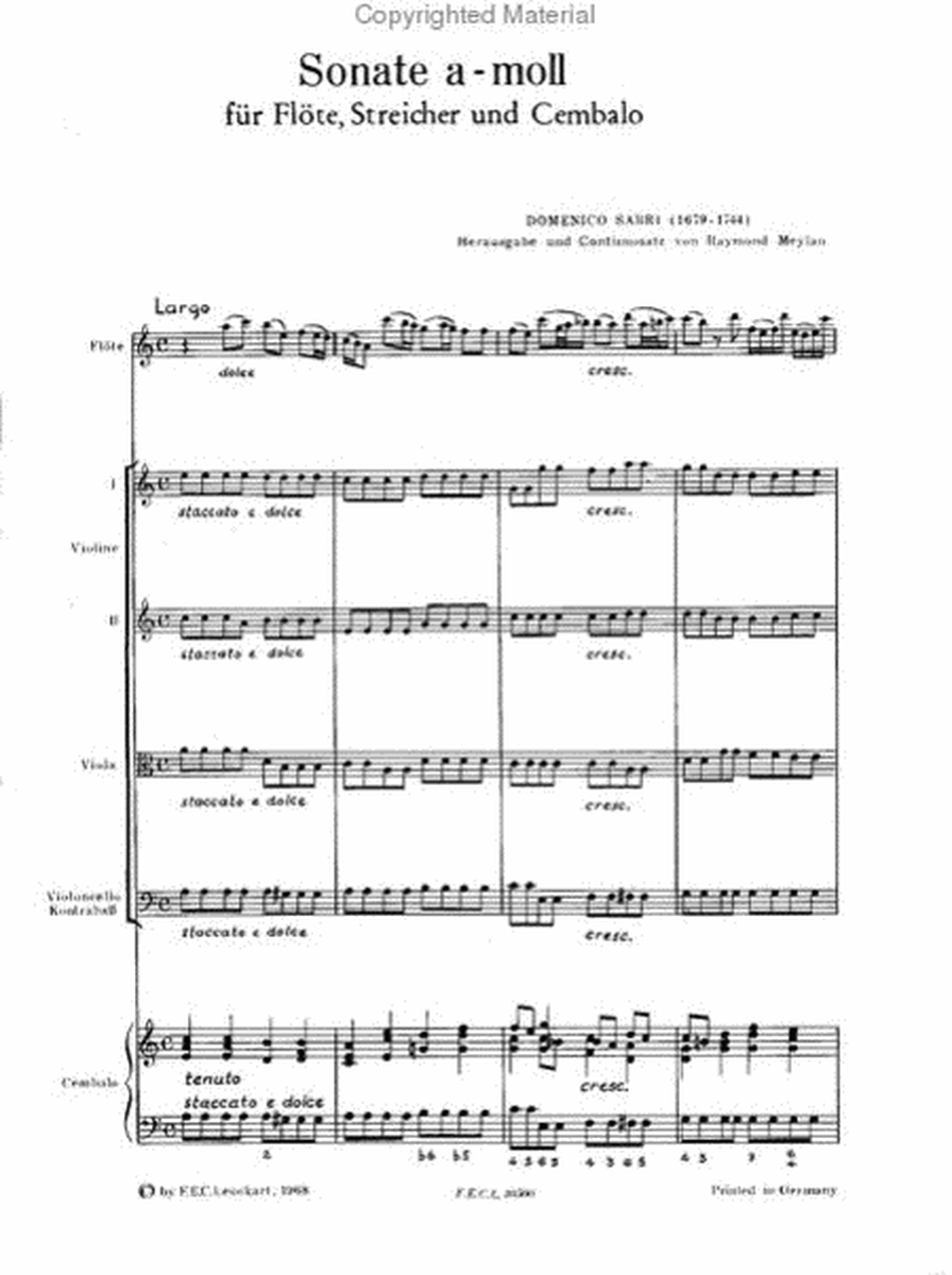 Sonate a-moll fur Flote, Streicher und Cembalo