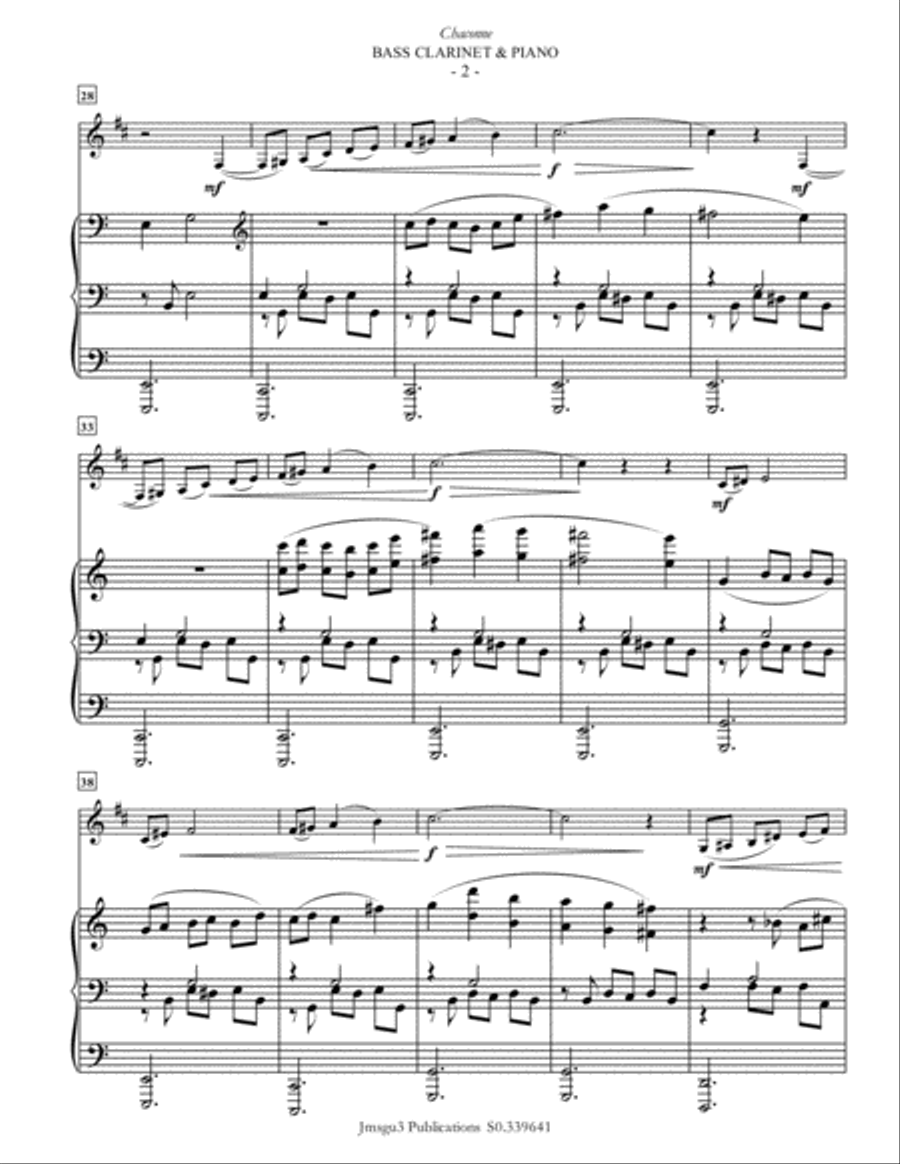 Guthrie: Chaconne for Bass Clarinet & Piano Bass Clarinet scores gallery preview page 2