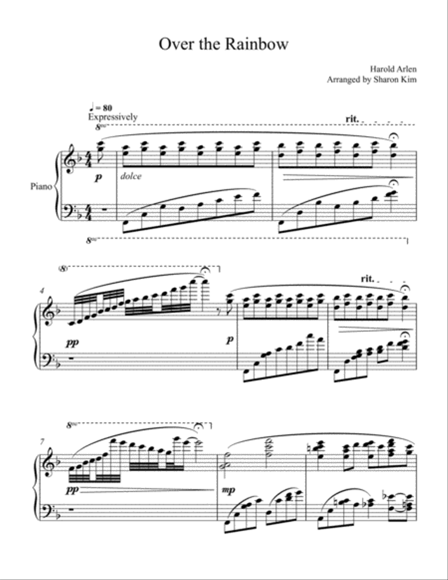 Over The Rainbow Over The Rainbow Piano Solo scores gallery preview page 1