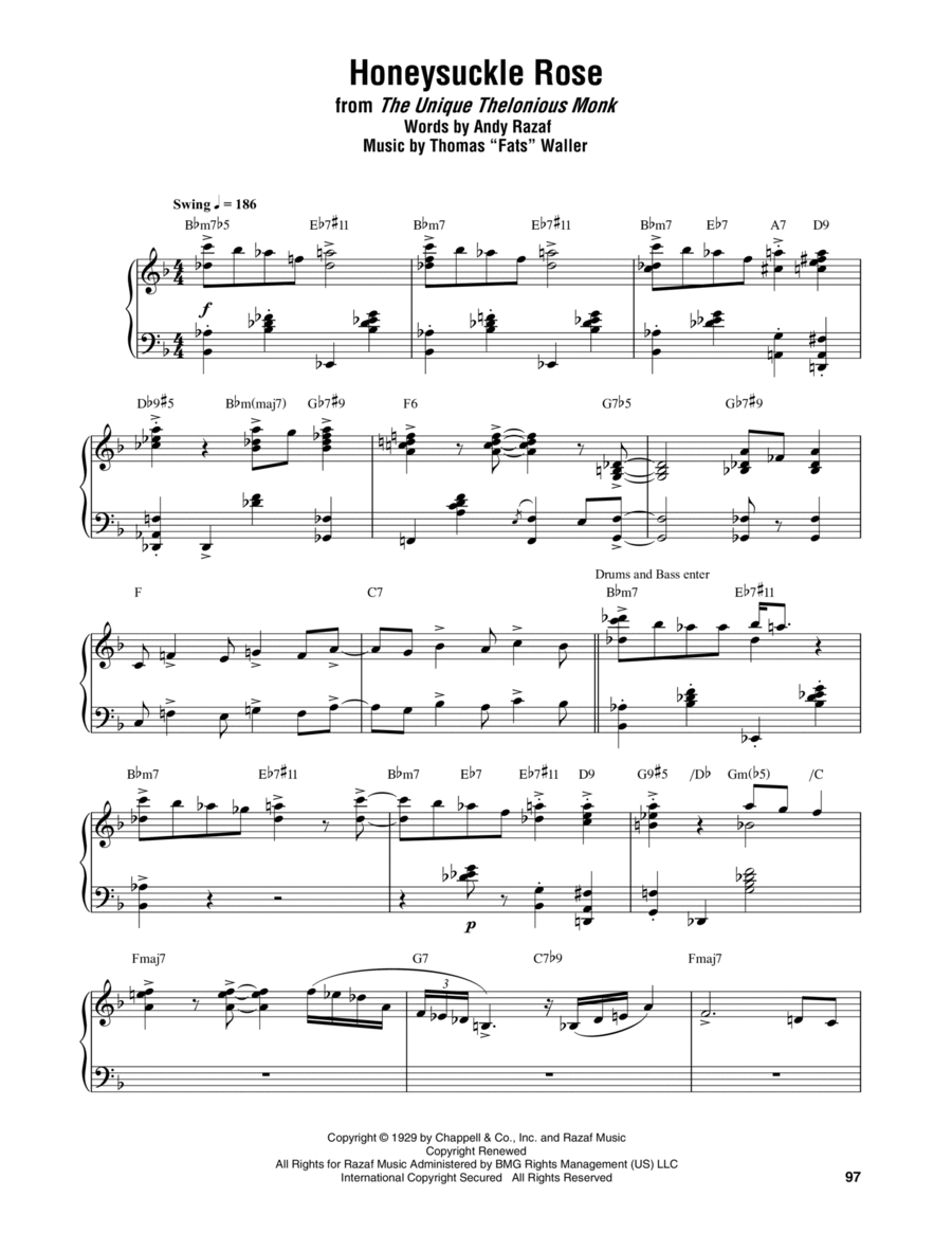Honeysuckle Rose Piano scores gallery preview page 1