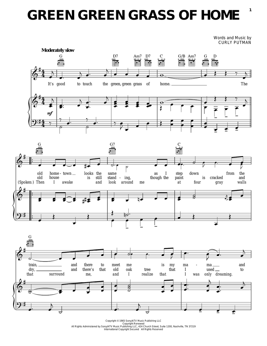 Green Green Grass Of Home Acoustic Guitar scores gallery preview page 1