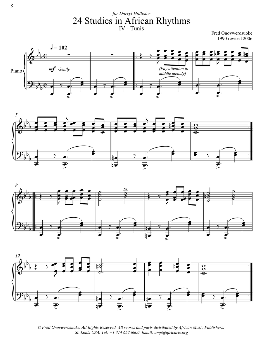 Twenty-Four Studies in African Rhythms, No. 4 Piano Method scores gallery preview page 1