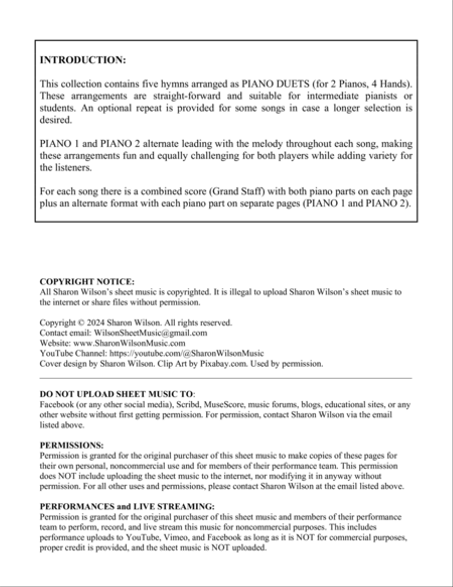 Hymns of Praise for Two Pianos (A Collection of 5 Piano Duets for 2 Pianos, 4 Hands) 2 Pianos, 4-Hands scores gallery preview page 2