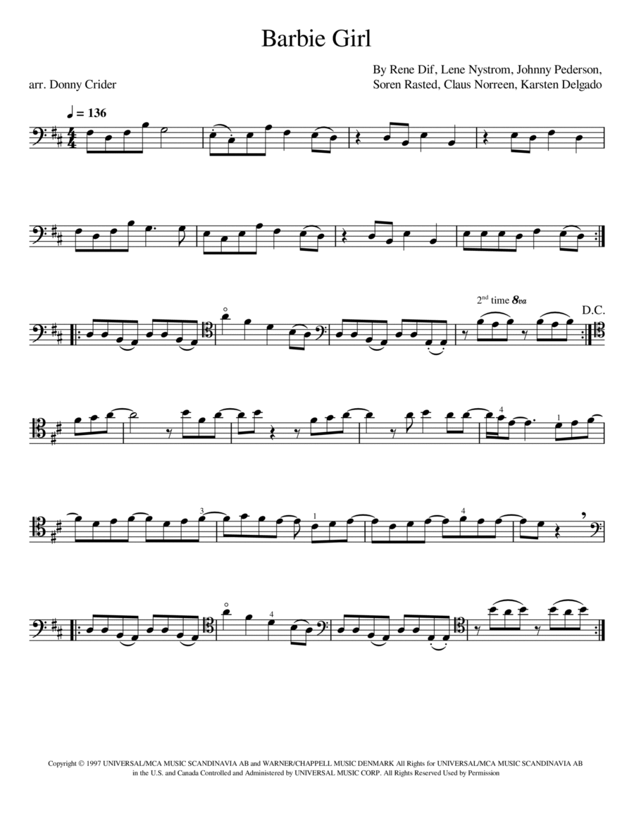 Barbie Girl Cello Solo scores gallery preview page 1