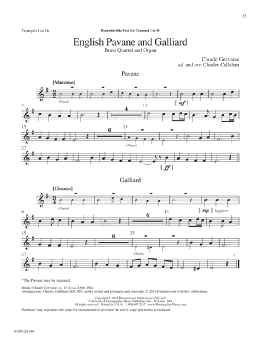 English Pavane and Galliard Organ scores gallery preview page 5