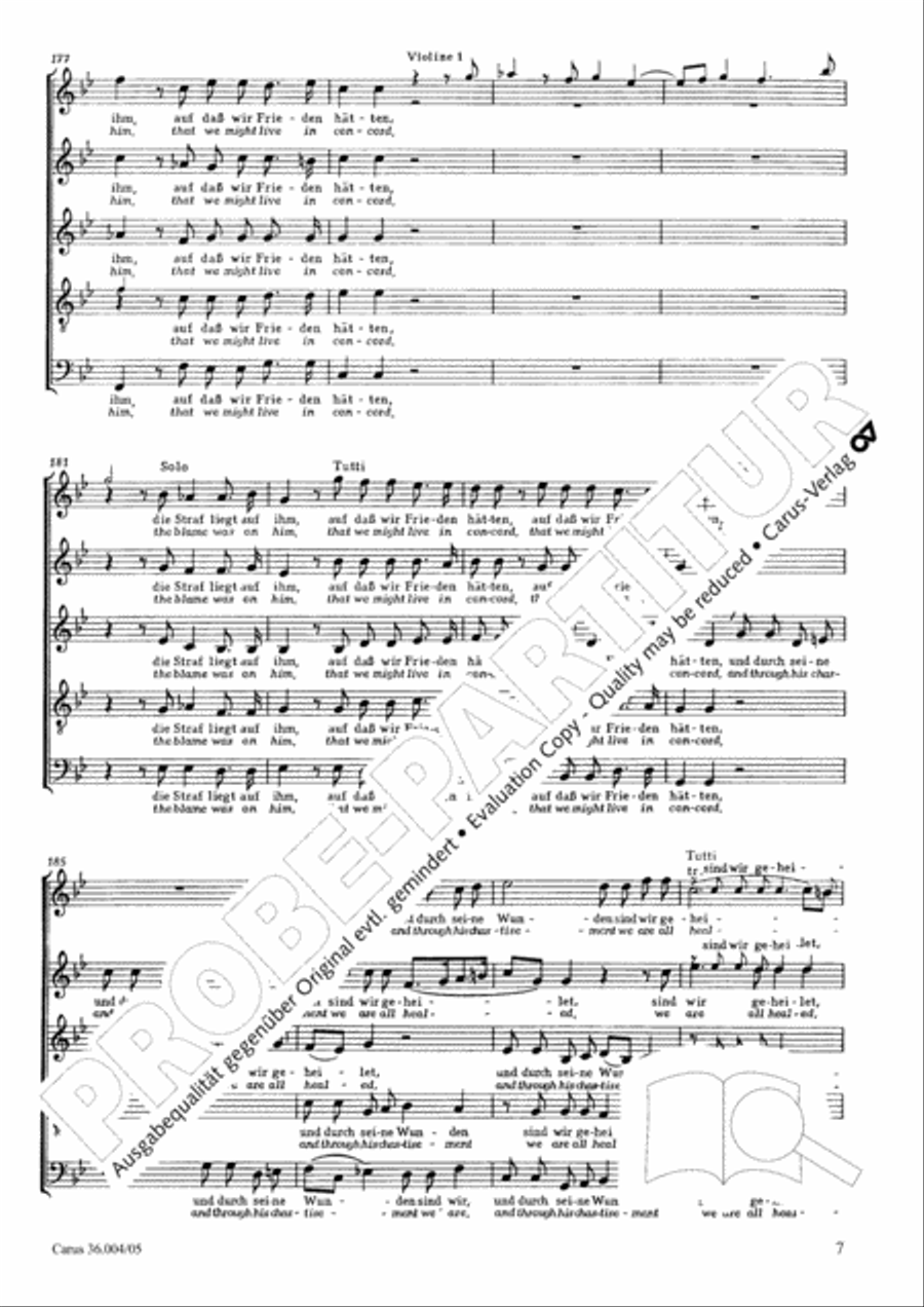 Behold, he carried all our sorrows (Furwahr, er trug unsere Krankheit) SSATB scores gallery preview page 8