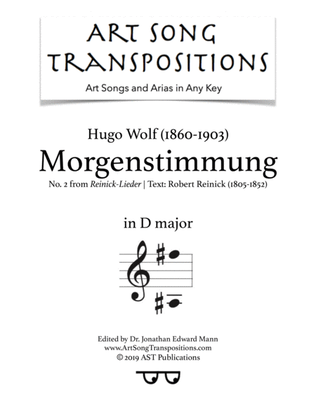 Book cover for WOLF: Morgenstimmung (transposed to D major)