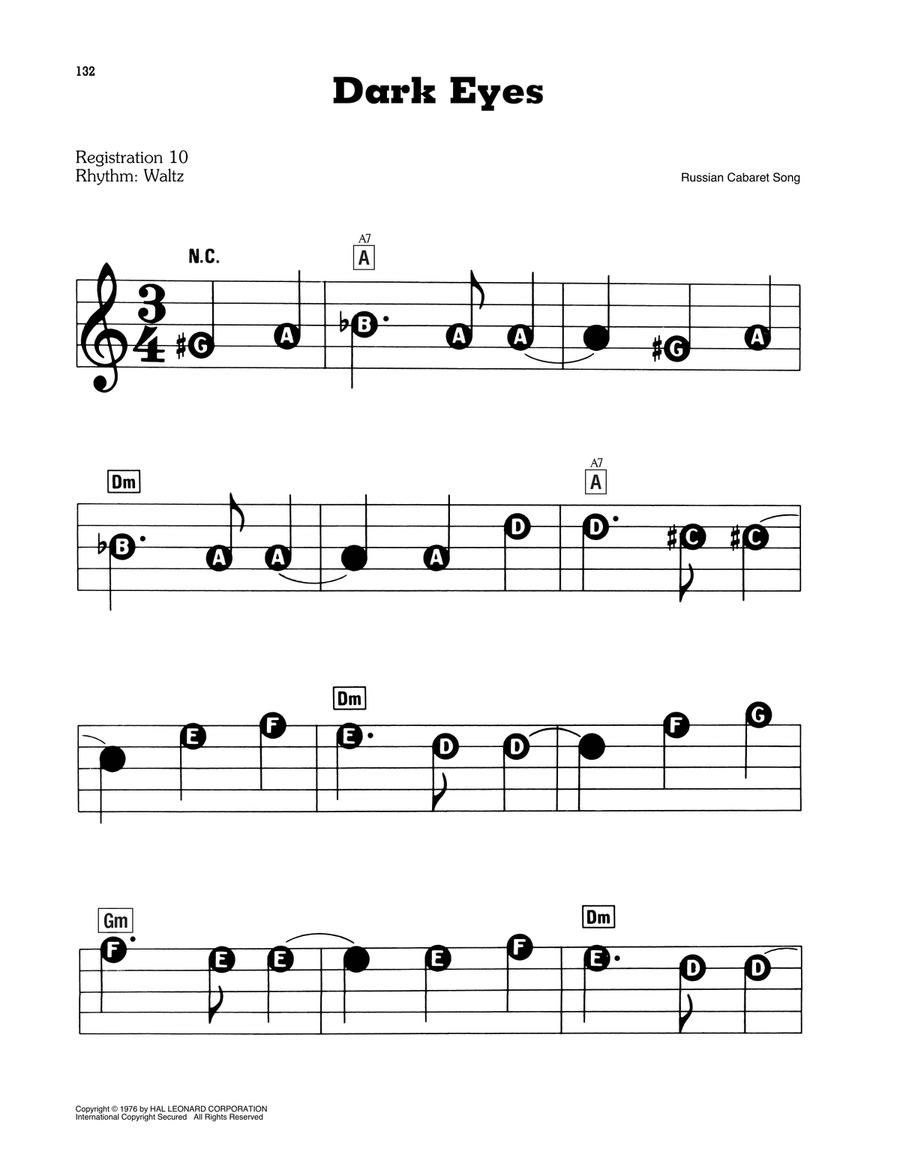 Dark Eyes Electronic Keyboard scores gallery preview page 1