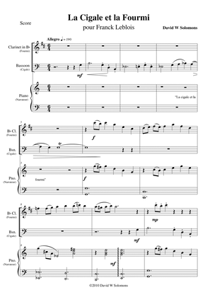 La cigale et la fourmi (The Grasshopper and the ant) French narrator, Clarinet, Bassoon and Piano