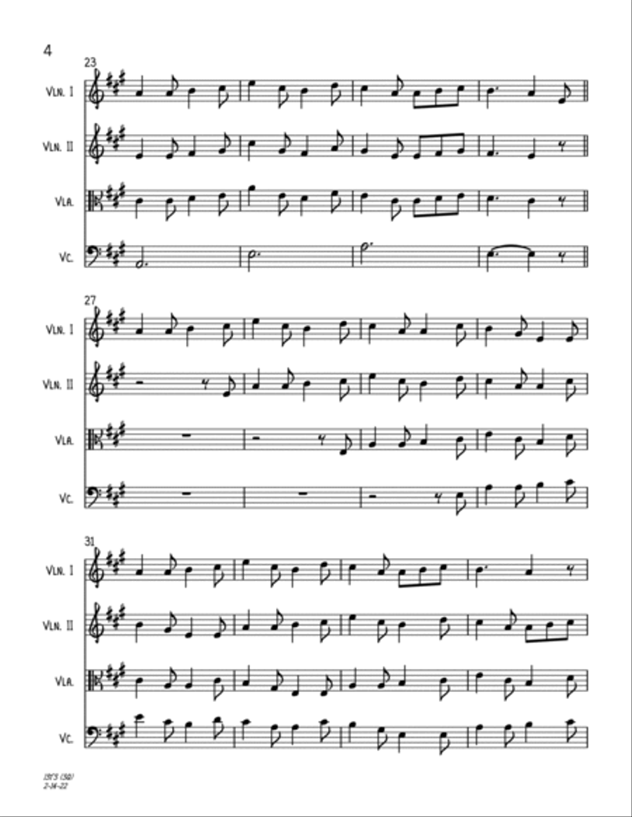 I Saw Three Ships (String Quartet) String Quartet scores gallery preview page 4