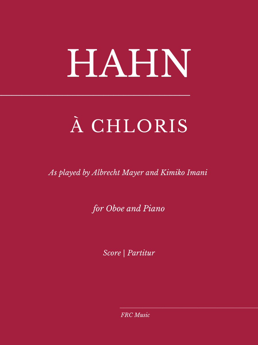 Hahn: À Chloris - As played by Albrecht Mayer, Kimiko Imani (for Oboe and Piano) Piano scores gallery preview page 1