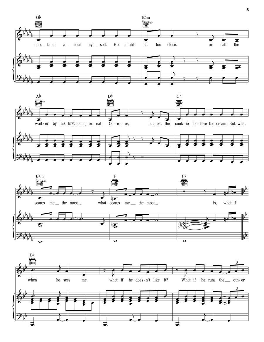 When He Sees Me (from Waitress The Musical) Piano, Vocal, Guitar scores gallery preview page 3