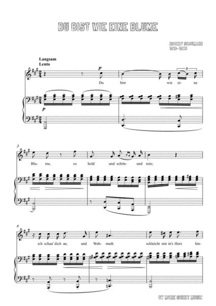 Schumann-Du bist wie eine Blume in A Major,for Voice and Piano image number null