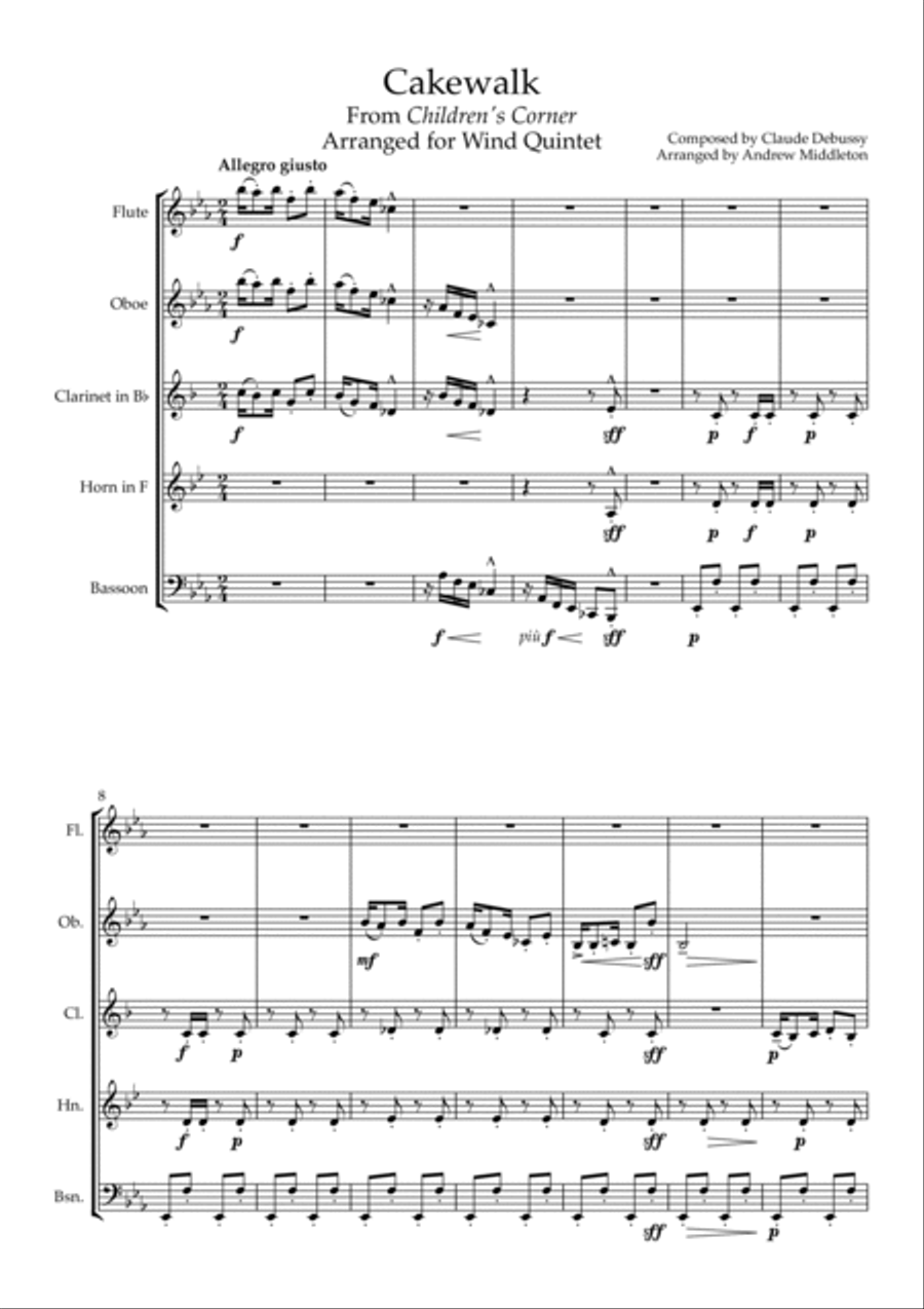 Cakewalk arranged for Wind Quintet Woodwind Quintet scores gallery preview page 3