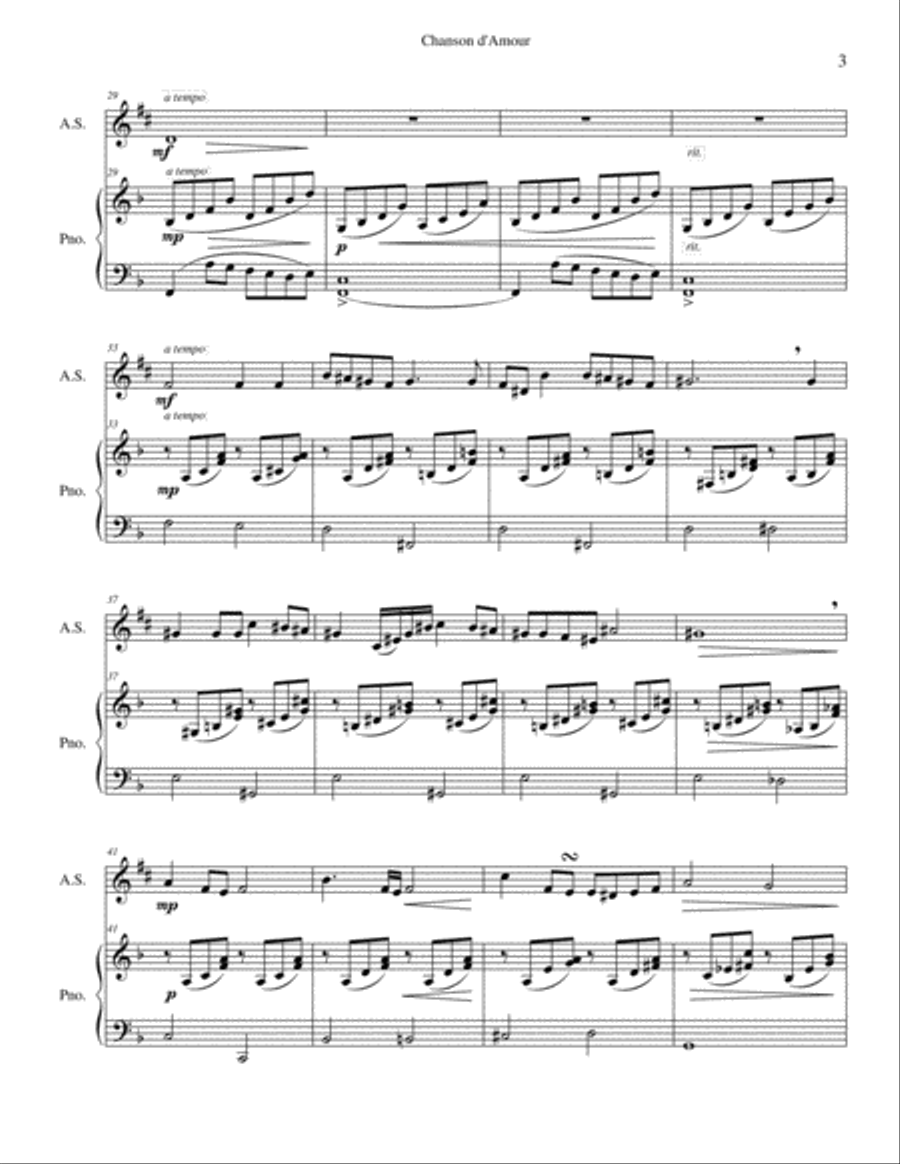 Chanson d'Amour Alto Saxophone scores gallery preview page 3