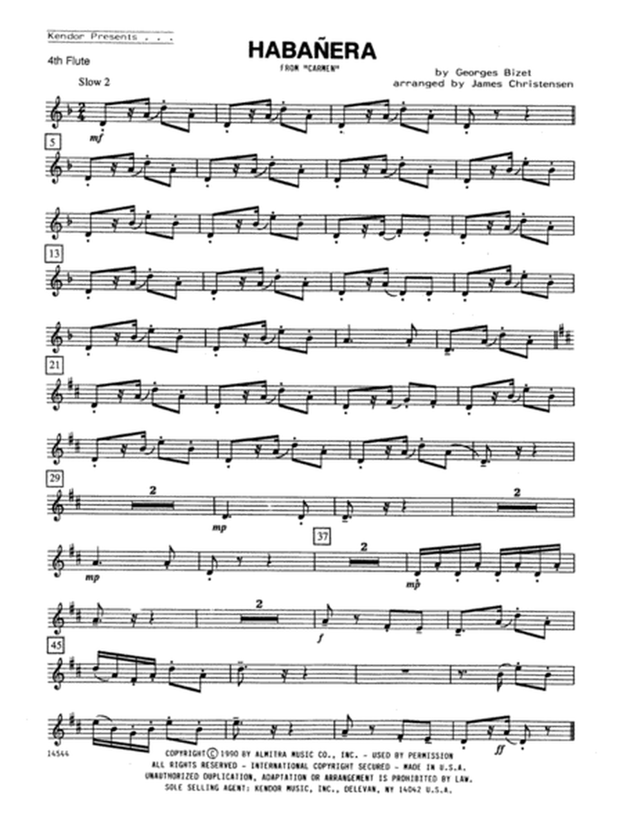 Habanera (from Carmen) - Flute 4