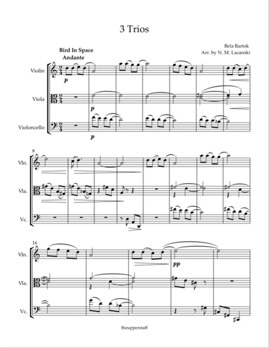 3 Trios Bird In Space Little Scherzo The Shepherd's Pipe String Trio scores gallery preview page 2