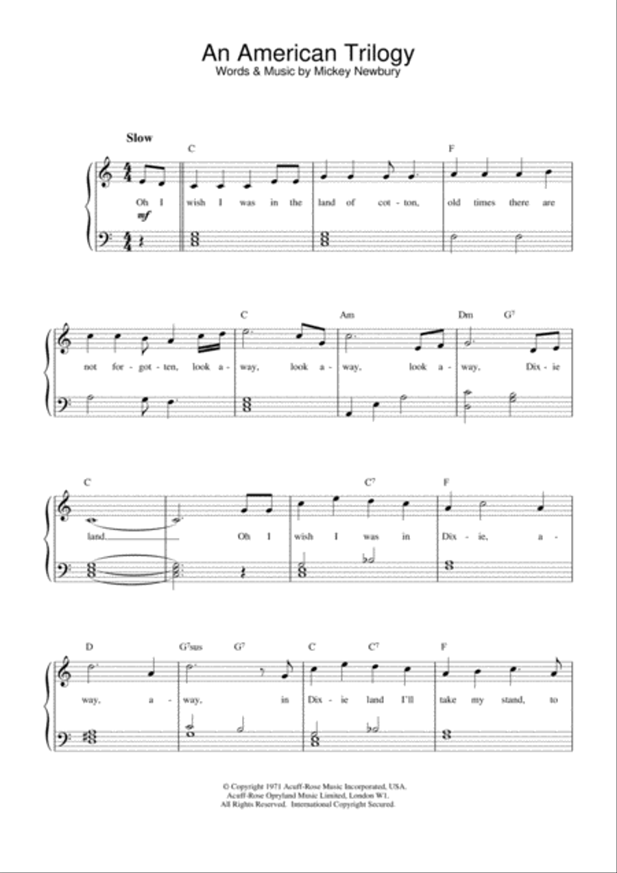 An American Trilogy Piano scores gallery preview page 1