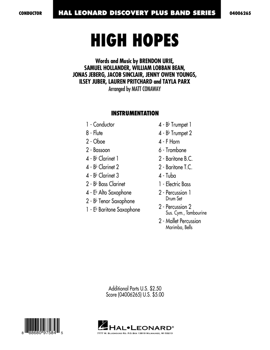 High Hopes (arr. Matt Conaway) - Conductor Score (Full Score)