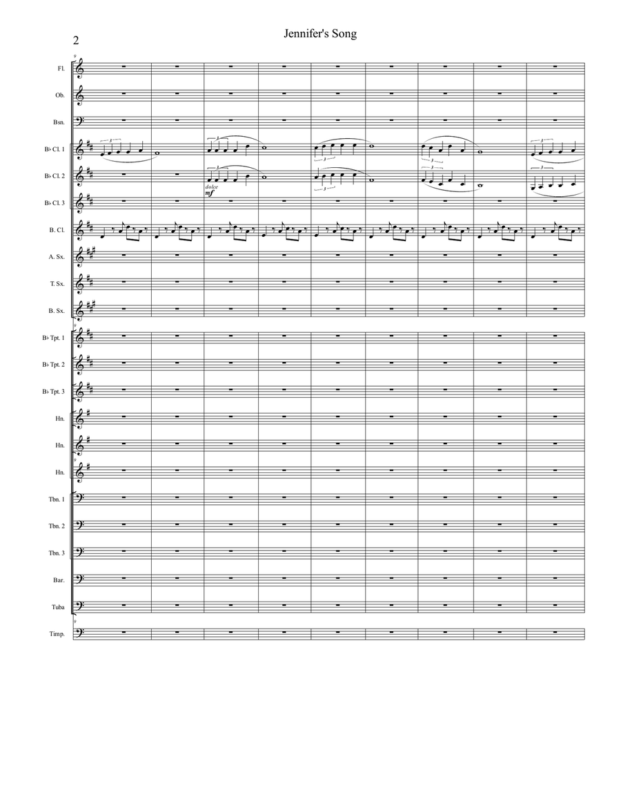 Jennifer's Song (La Bella Flor) Concert Band scores gallery preview page 2