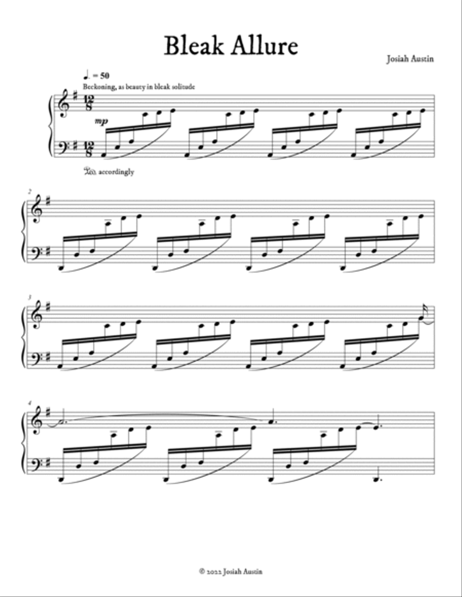 Bleak Allure Piano Solo scores gallery preview page 2