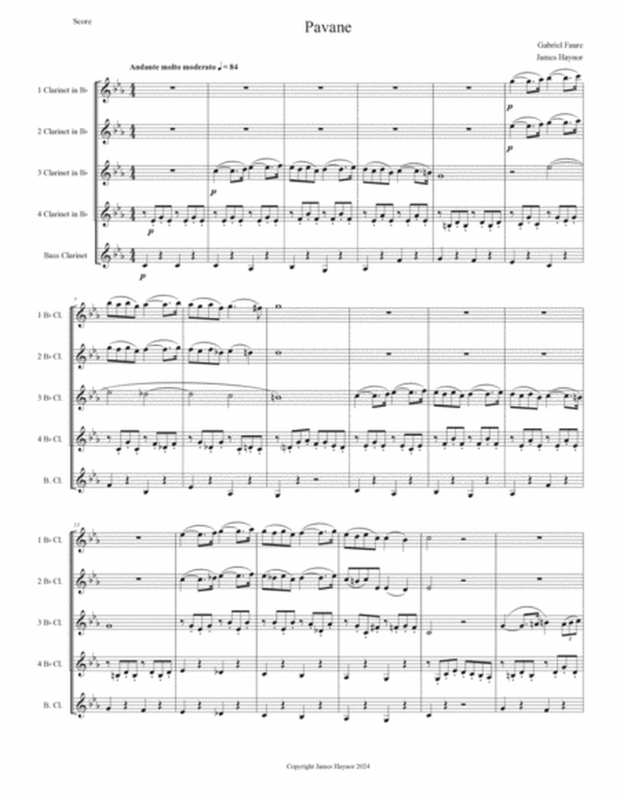 Pavane for Clarinet Quintet image number null