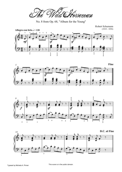 The Wild Horseman (Op. 68, No. 8) by R. Schumann