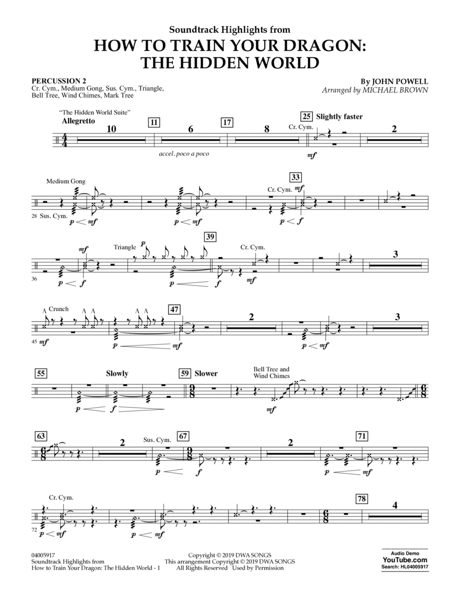 How To Train Your Dragon: The Hidden World (arr. Michael Brown) - Percussion 2