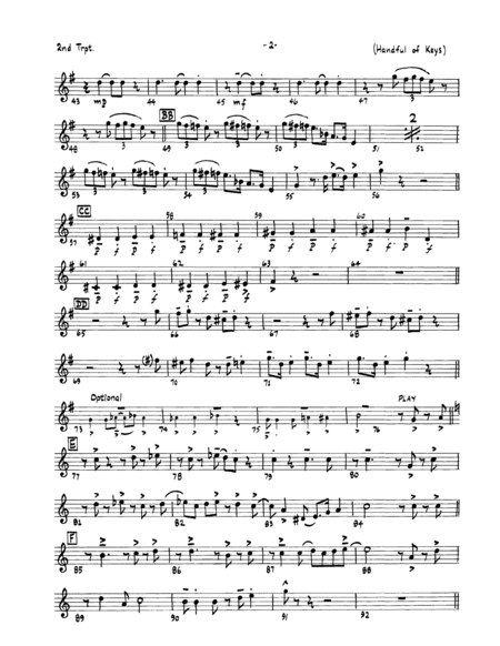 Handful of Keys - Bb Trumpet 2 (Brass Quintet)