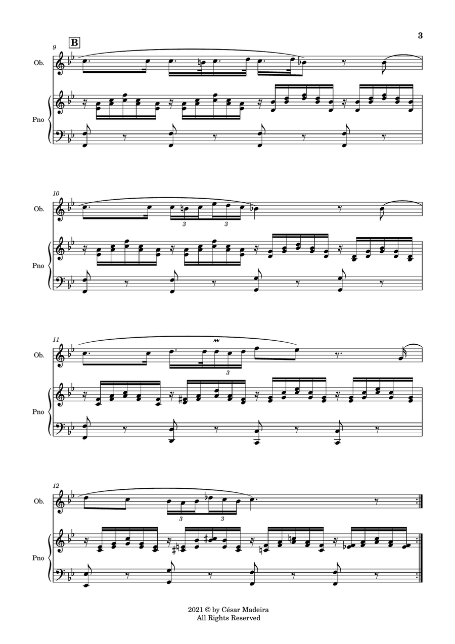 Ave Maria by Schubert - Oboe and Piano (Full Score and Parts) Piano scores gallery preview page 4