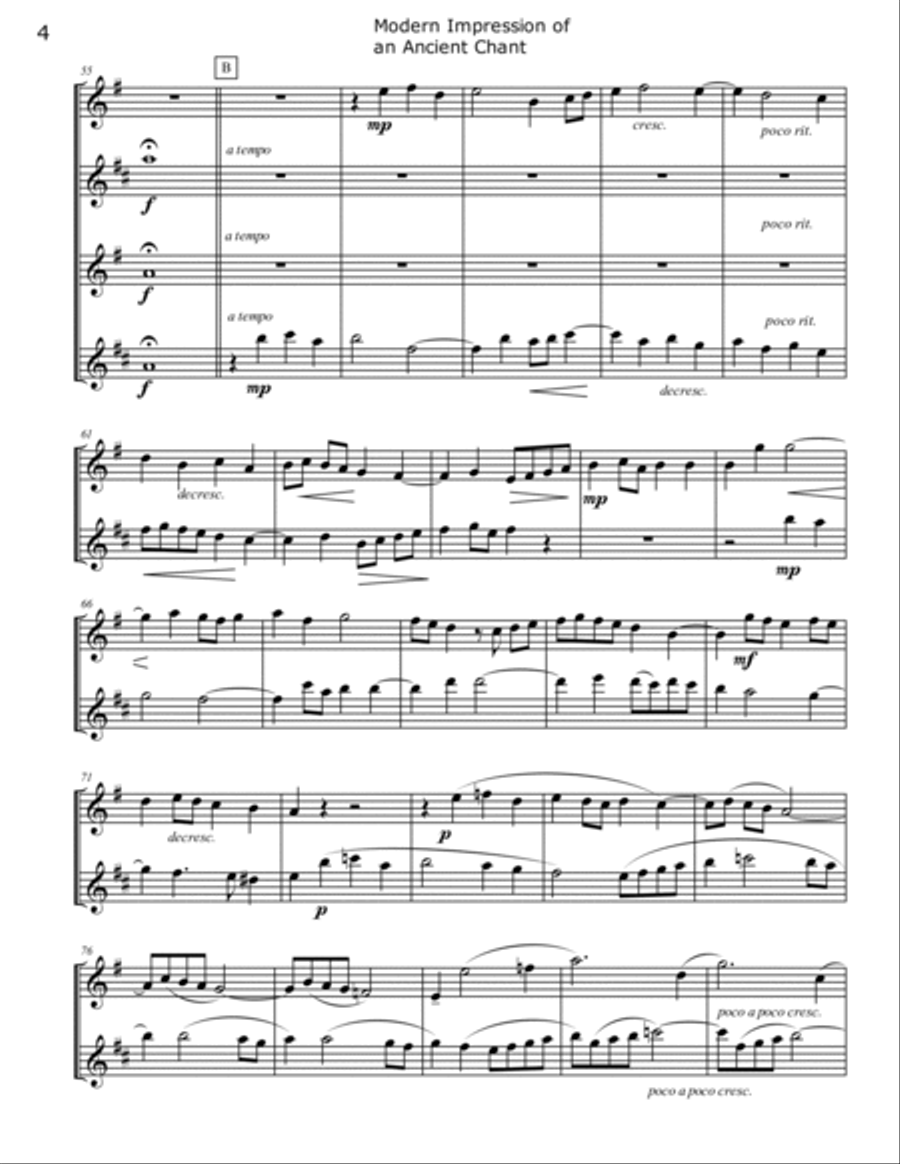 Modern Impression of an Ancient Chant Saxophone Quartet scores gallery preview page 4