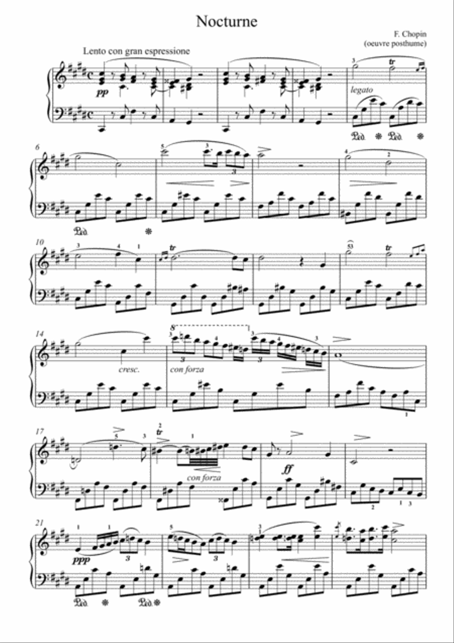 Nocturne in C-sharp minor, Op. posth Piano Solo scores gallery preview page 1