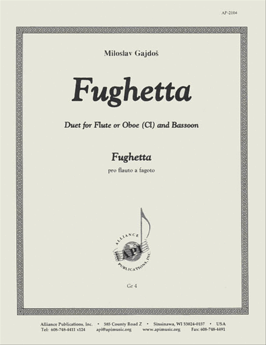 Fughetta For Flute Or Oboe (cl) And Bassoon Bassoon scores gallery preview page 1