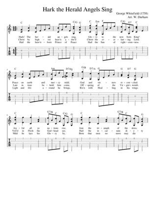 Hark! The Herald Angels Sing - for Fingerstyle guitar - tab & notation