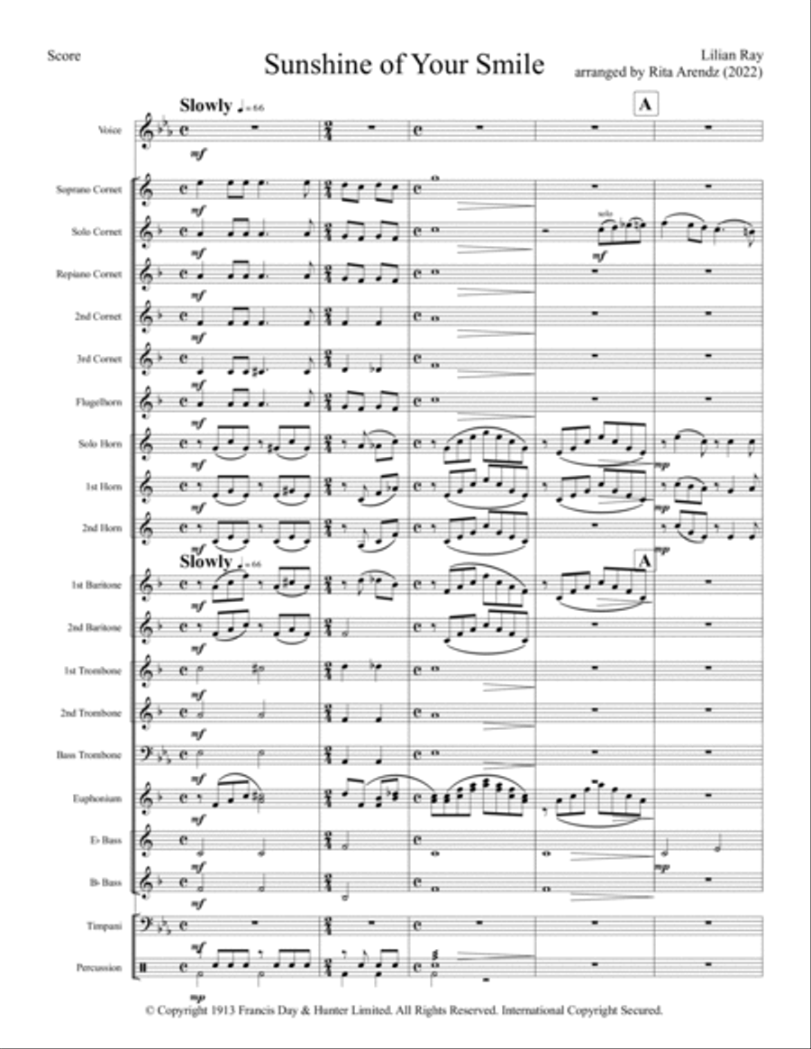 The Sunshine Of Your Smile Brass Band scores gallery preview page 3