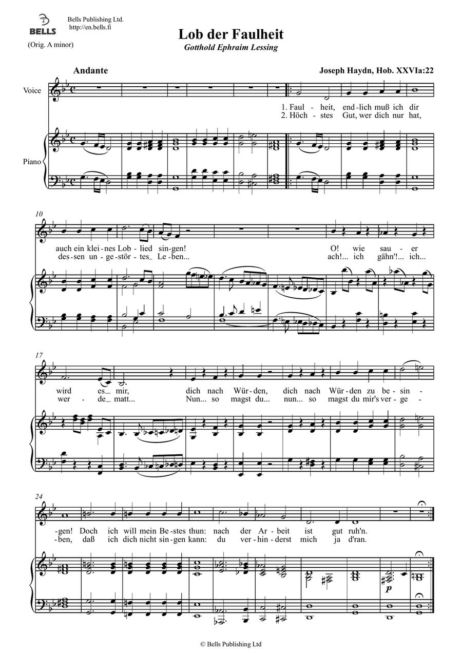 Lob der Faulheit, Hob. 26a (G minor)